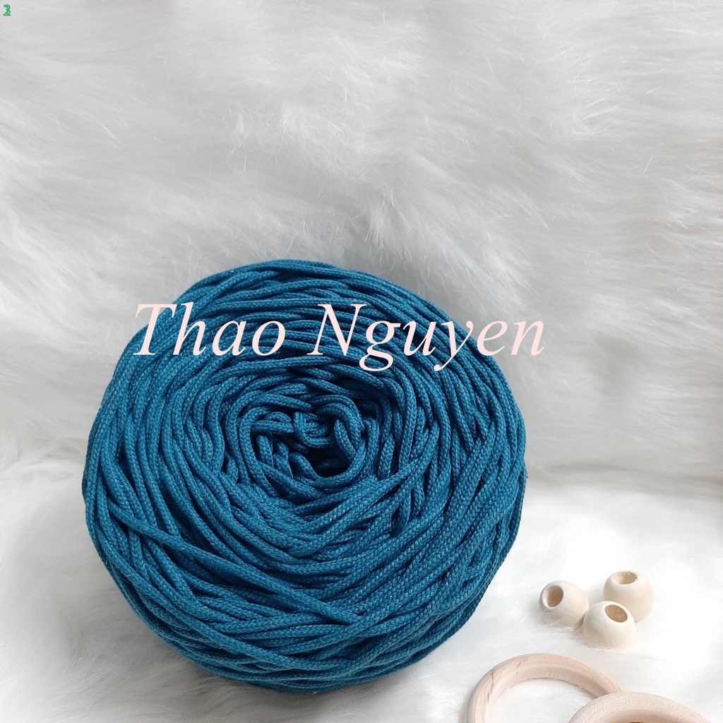 Dây dệt mắt na, dây dệt cotton đan macrame. sz 3mm. màu XANH CỔ VỊT