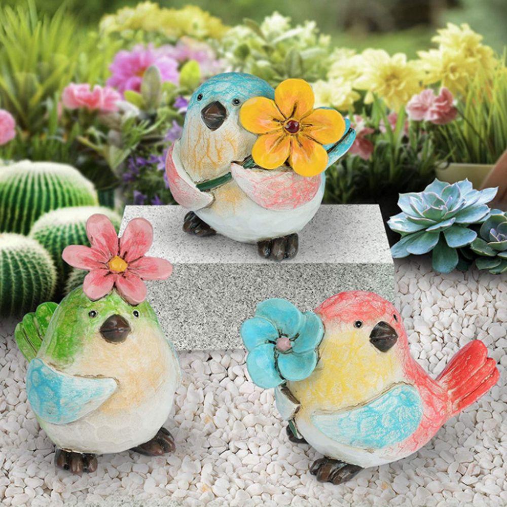 Xiantin Phụ Kiện Trang Trí Sân Vườn Hình Chim Cầm Hoa Bằng Nhựa Resin