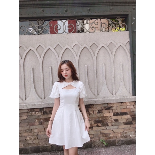 Đầm cutout nơ cổ