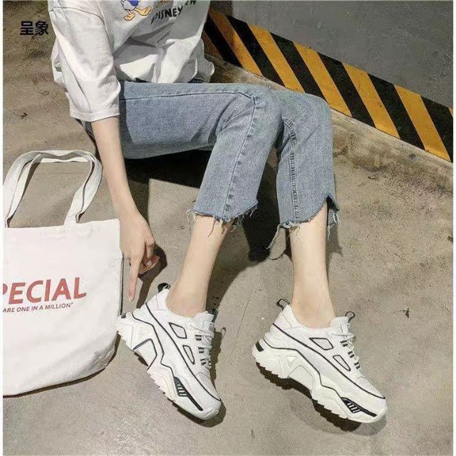 Giày nữ ,Giày thể thao nữ |Ulzzang, sneaker phản quang đế cao hai màu đơn giản dễ phối đồ vải mềm 𝑭𝑹𝑬𝑬𝑺𝑯𝑰𝑷