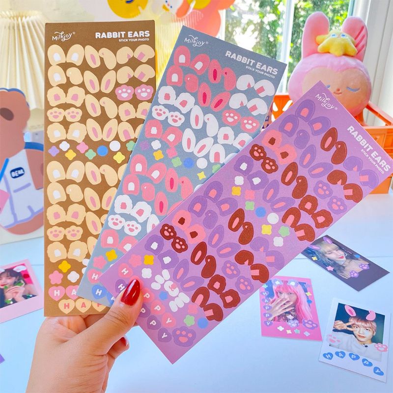 Stickers Trang Trí Ảnh Họa Tiết Tai Thỏ