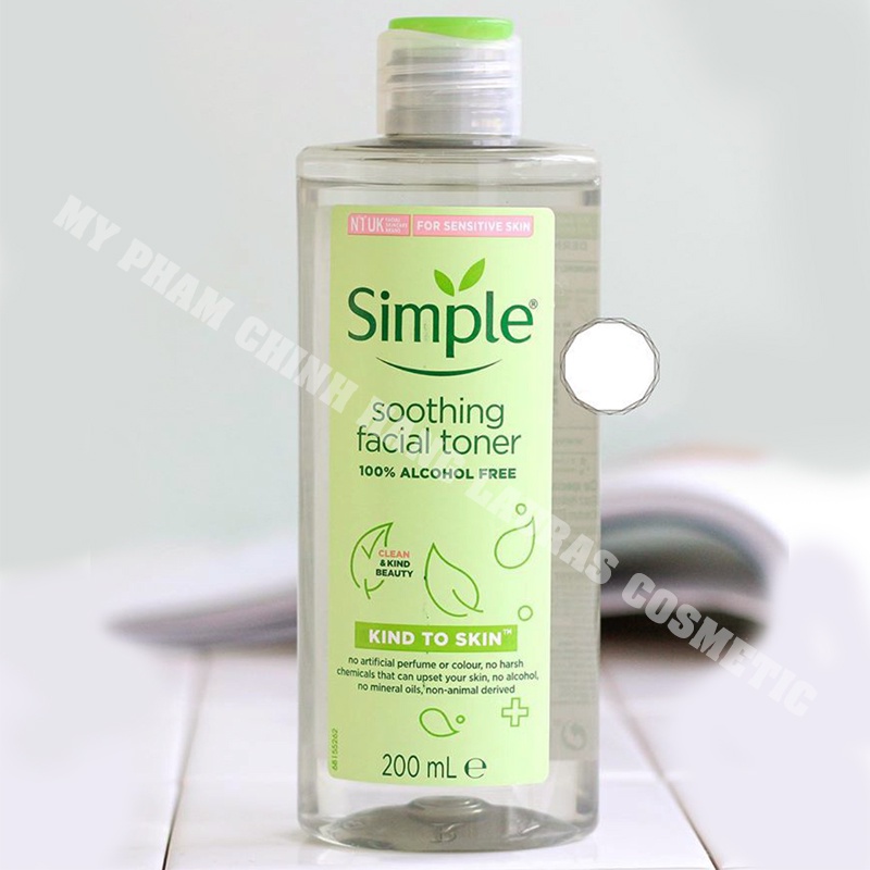 Nước hoa hồng Simple làm dịu và cân bằng độ ẩm cho da - Toner lành tính không chứa cồn 200ml