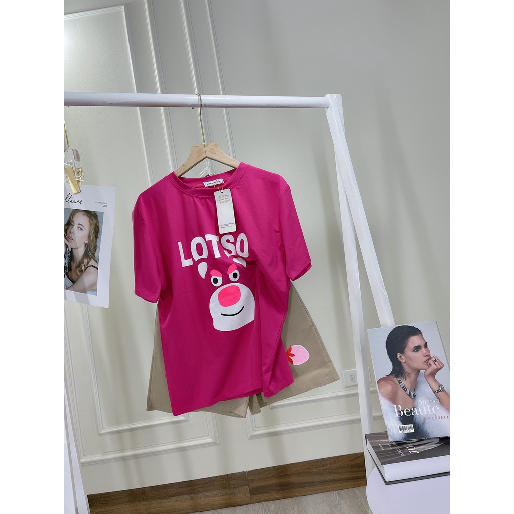 [Mã FAMARAL2 giảm 10K đơn 50K] Set áo phông thụng hoạt hình chú chó LOTSO áo phông chữ quần đùi DN150