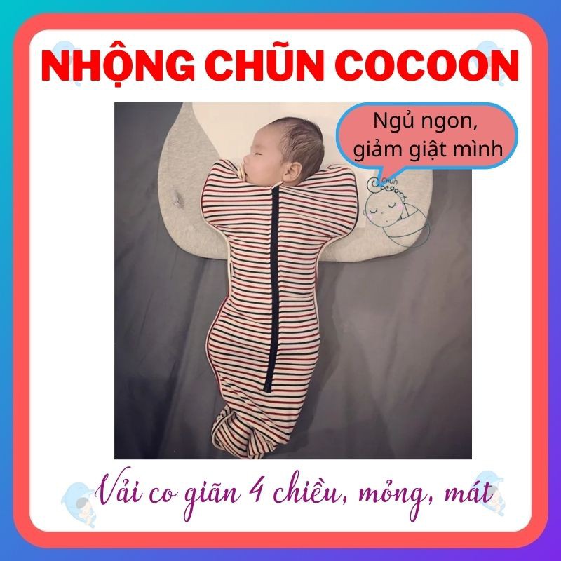 Nhộng Chũn Cocoon Co Dãn 4 Chiều Chính Hãng Cho Bé Giúp Bé Ngủ Ngon Giảm Giật Mình, Giảm Quấy Khóc