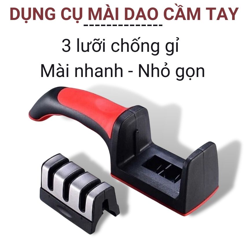 Dụng cụ mài dao cầm tay đa năng nhỏ gọn chất liệu thép, cây mài dao mini sắc bén thiết kế 3 rãnh tiện lợi Angola