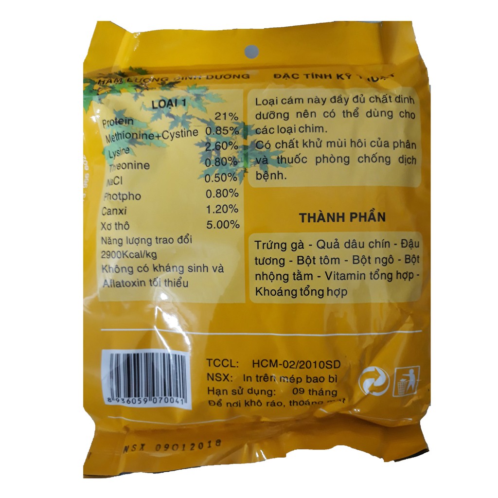 [Mã 159FMCGSALE giảm 8% đơn 500K] Cám Trứng Bifood Vàng (Loại 1) 500g - Thức Ăn Chim [BIFOOD VÀNG]