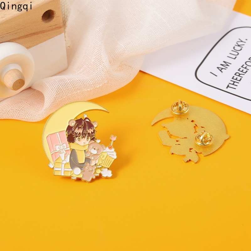 Ghim cài áo Miss Zoe tráng men hình mặt trăng/ thời gian trẻ trung dễ thương cá tính làm quà tặng cho bé trai và bé gái