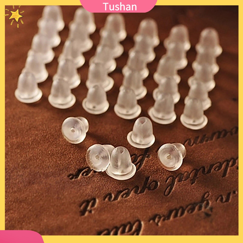 Set 100 Nút Chặn Bông Tai Bằng Nhựa Mềm Trong Suốt