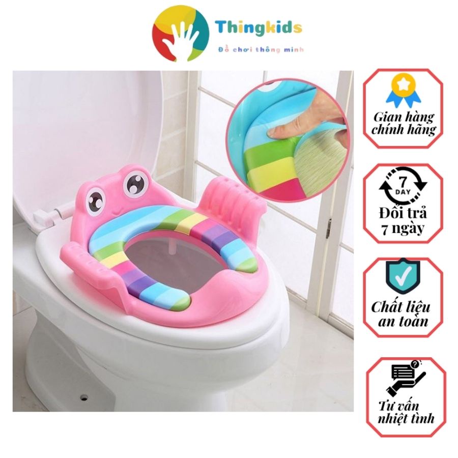 Lót bồn cầu Ếch tay vịn cho bé tự đi vệ sinh sạch sẽ - Thingkids