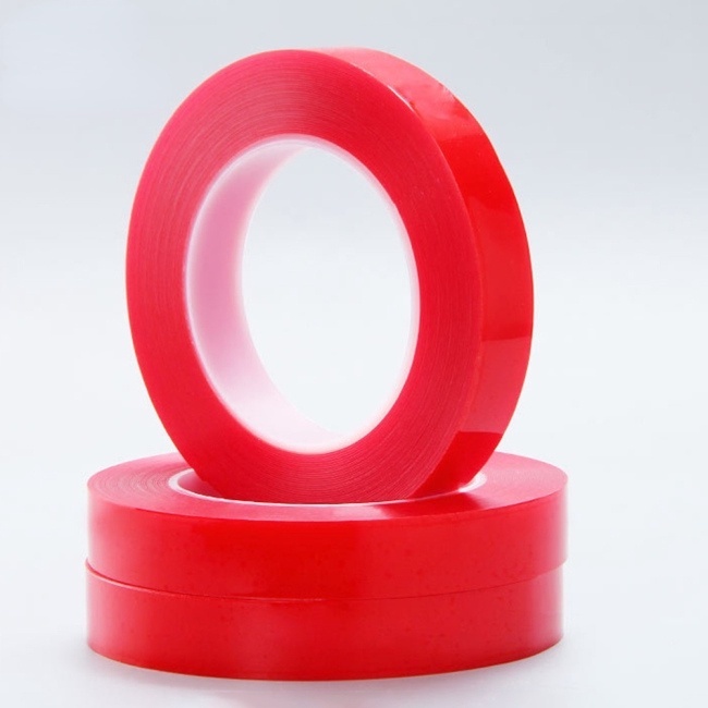 Cuộn Băng Keo Dán Hai Mặt Bằng Silicon Trong Suốt Màu Đỏ 1Cm*3M Không Để Lại Dấu Vết