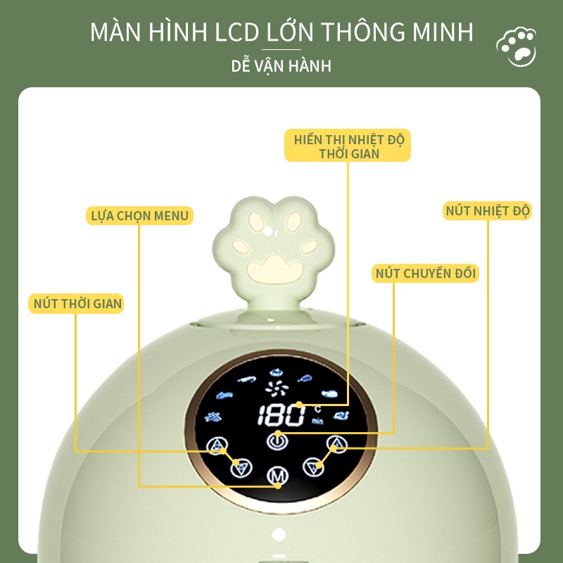 Nồi chiên không dầu 5.5L Dung tích lớn Màn hình LCD Điều khiển cảm ứng Thông minh Không dầu Đa chức năng