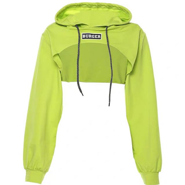 Áo hoodie croptop hở ngực dài tay có mũ