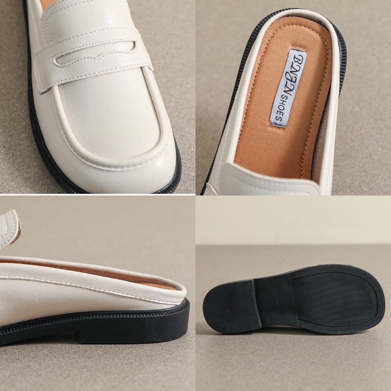 Dép Da Bít Mũi Đế Mềm Phong Cách Retro Thời Trang 2022 Cho Nữ Size 34-42