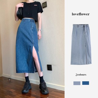 Chân Váy Jean Thiết Kế Xẻ Tà Phong Cách Retro Cho Nữ