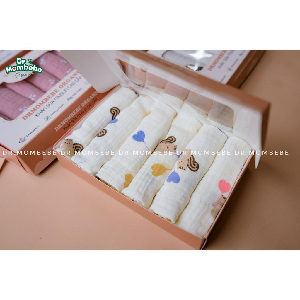 Set 6 khăn sữa cotton ogarnic Dr Mombebe - 30x30 cm