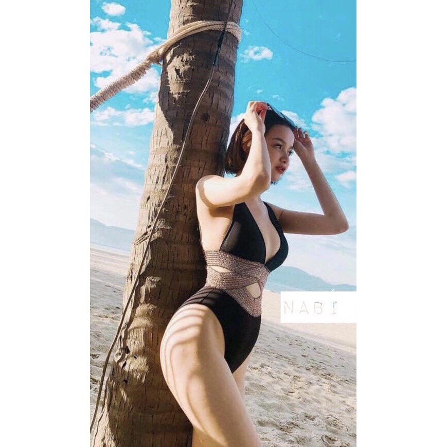 Đồ bơi bikini 1 mảnh đính đá khoét bụng | BigBuy360 - bigbuy360.vn