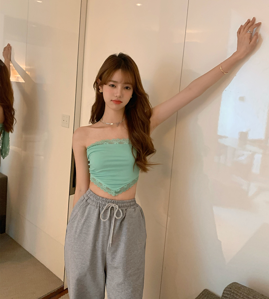 Áo Croptop Sát Nách Phối Ren Hoa Cho Phái Nữ | BigBuy360 - bigbuy360.vn