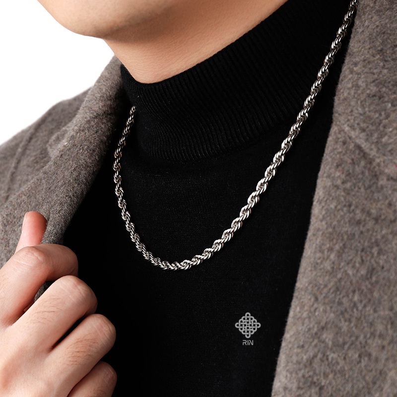 Dây chuyền xoắn không gỉ unisex, Vòng cổ nam nữ titan nguyên chất, trangsucmoiluatuoi.RIN