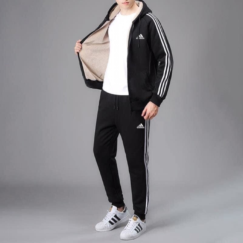 BỘ NAM NỈ LÓT LÔNG CỪU ẤM 2 MÀU ĐEN VA XÁM