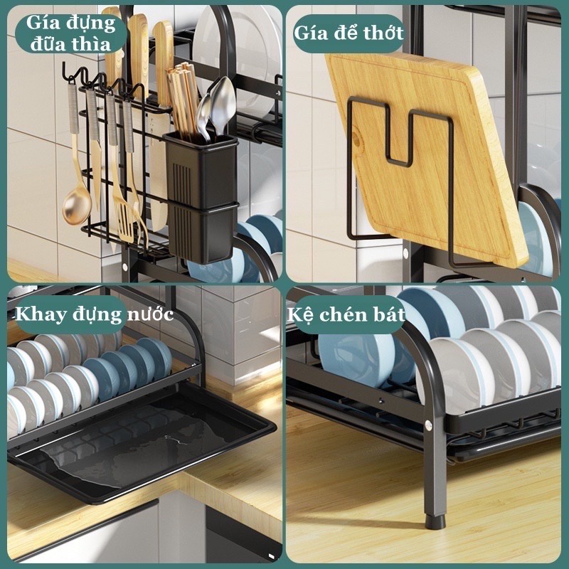 Kệ Úp Chén, Dĩa Inox 2 Tầng, 3 Tầng Đa Năng Sơn Tĩnh Điện - Chiến Binh Store