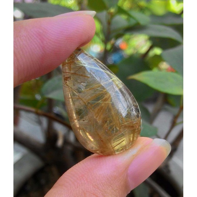 Mặt dây chuyền giọt nước đá tóc vàng, dùng đeo cổ, thanh tẩy năng lượng tiêu cực