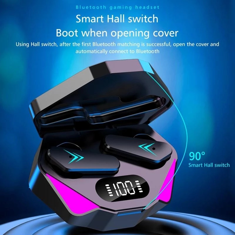 Tai nghe không dây Vitog X15 TWS 5.0 kết nối bluetooth với micro cảm ứng chơi game chống thấm nước và giảm tiếng ồn