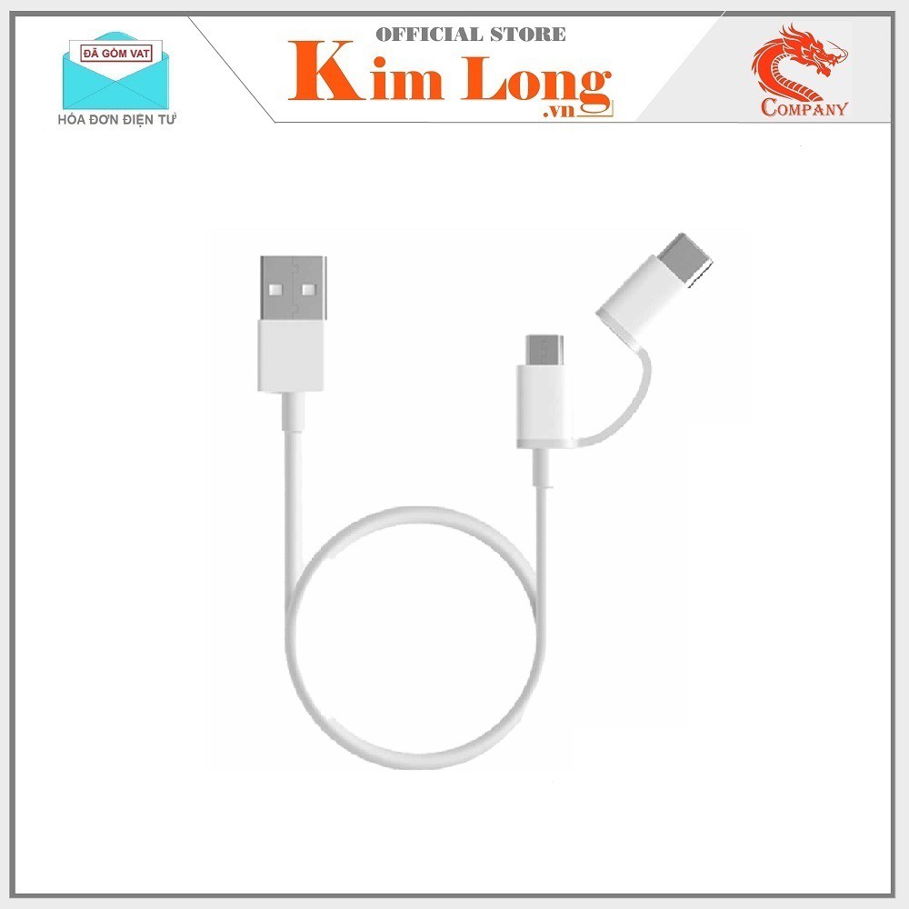 CÁP SẠC NHANH XIAOMI MI 2-IN-1 USB CABLE MICRO USB TO TYPE C