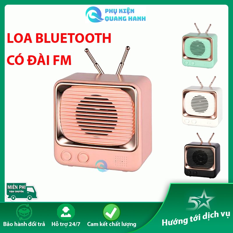 [Mã ELHACE giảm 4% đơn 300K] ☘☘Loa bluetooth DW02 bluetooth 5.0,kiểu dáng retro tivi cổ, nhỏ xinh siêu cute