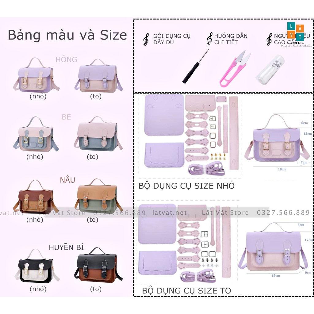 Tự làm túi da chéo đeo một bên vai phong cách Cambrige mẫu mới 2021 - Túi Handmade Tự May Đầy Đủ Phụ Kiện, có hướng dẫn