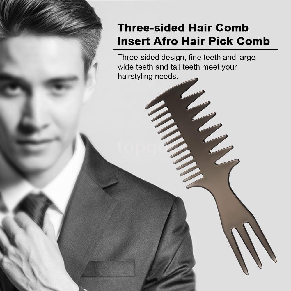 T&G Three-sided Hair Comb Insert Afro Hair Pick Comb Male Wide Tooth Classic Oil Slick Styling Hair Brush