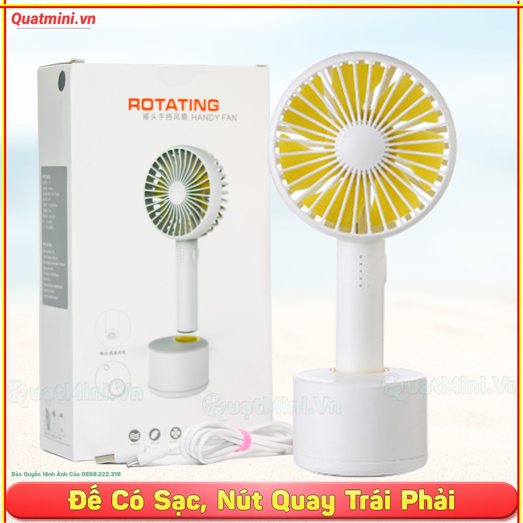 Quạt Cầm Tay 5 Cấp Độ Số [Tích Hợp Đế Sạc][Quay Trái Phải][2000mah] | BigBuy360 - bigbuy360.vn
