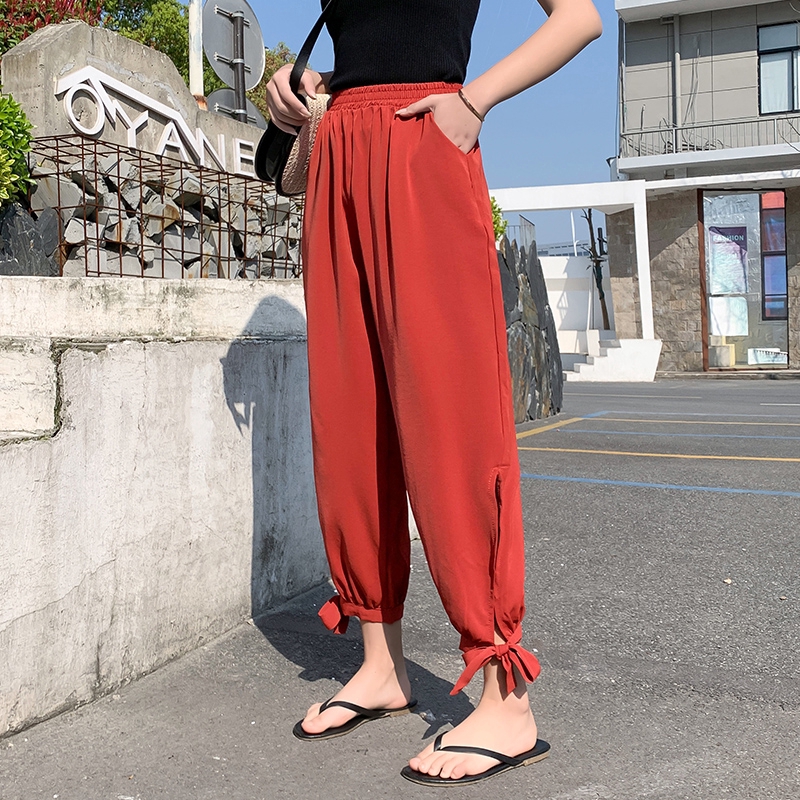 SUXI Quần legging vải chiffon kiểu dáng đơn giản thời trang mùa hè thoải mái cho nữ