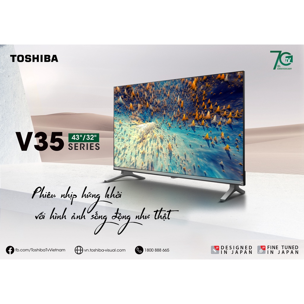 Android Tivi TOSHIBA 43 inch 43V35KP, Smart TV màn hình LED Full HD - Loa 20W - Miễn Phí Lắp Đặt