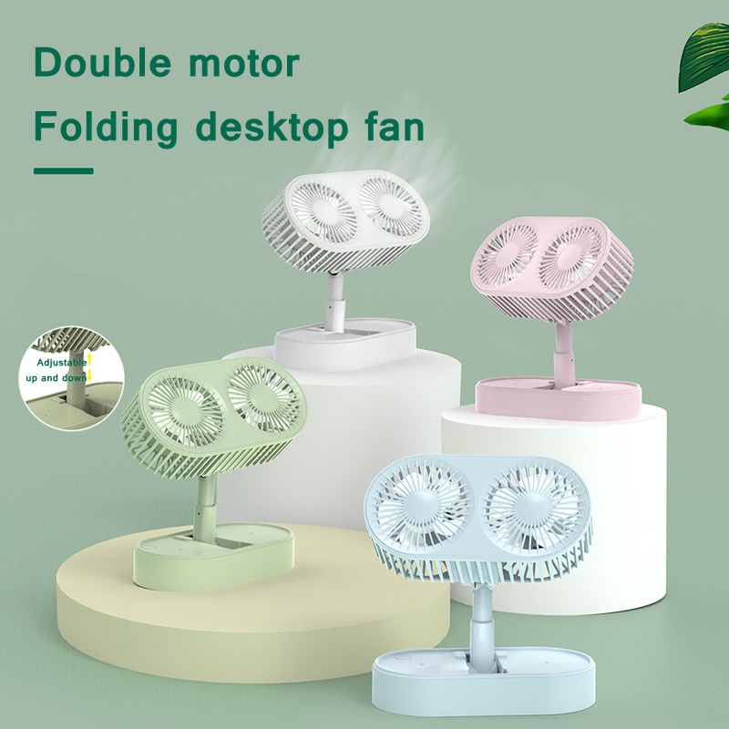 Quạt Làm Mát Mini Hai Đầu Xoay 3 Tốc Độ Sạc USB Yên Tĩnh