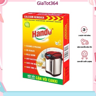 Bộ 2 Hộp 4 gói bột tẩy cặn canxi (vôi) Hando cho cây nước, ấm đun nước, bình nóng lạnh 150g