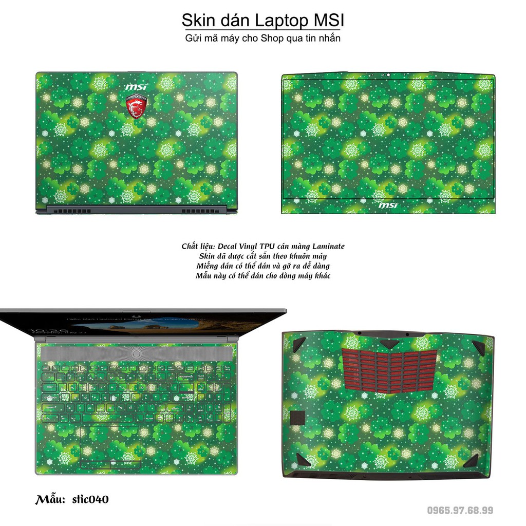 Skin dán Laptop MSI in hình Hoa văn sticker _nhiều mẫu 7 (inbox mã máy cho Shop)