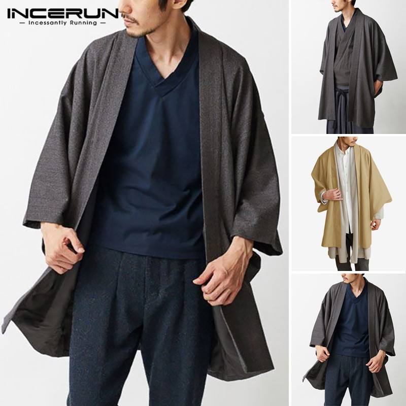 Áo Khoác Incerun Cardigan Tay Dài Màu Trơn Lịch Lãm Sành Điệu Cho Nam | BigBuy360 - bigbuy360.vn