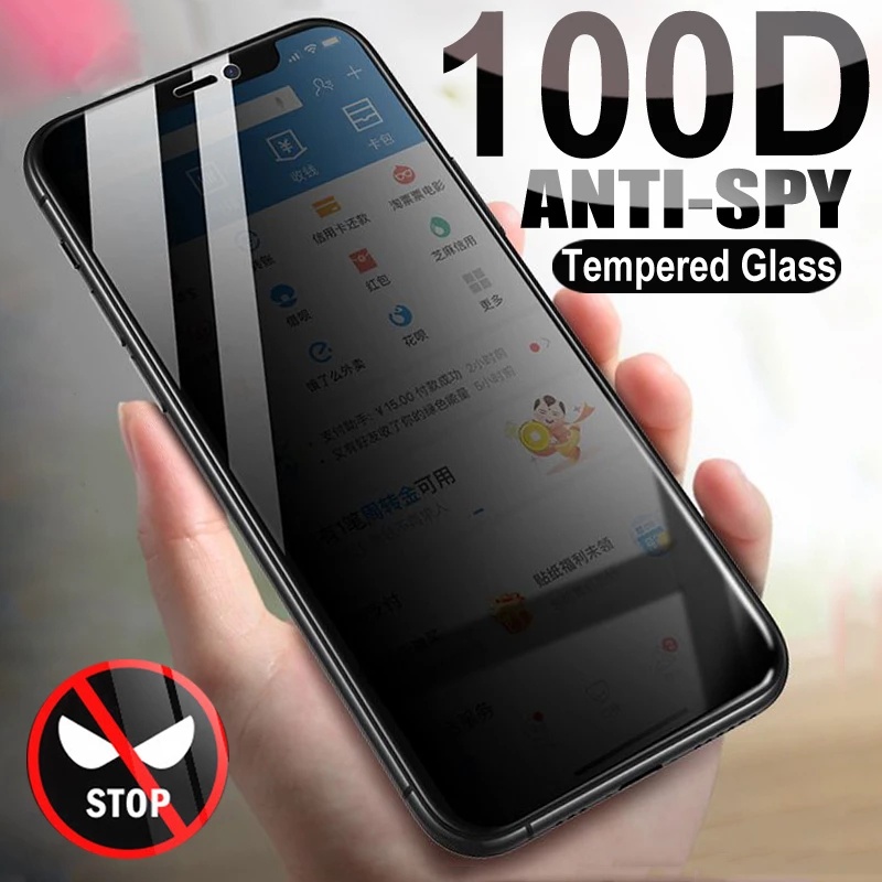 Kính cường lực bảo mật toàn diện 9h tốt nhất cho iphone 14 12 13 pro max x xs max xr 6 6s 7 8 plus anti spy glare peeping screen protector độ nét cao