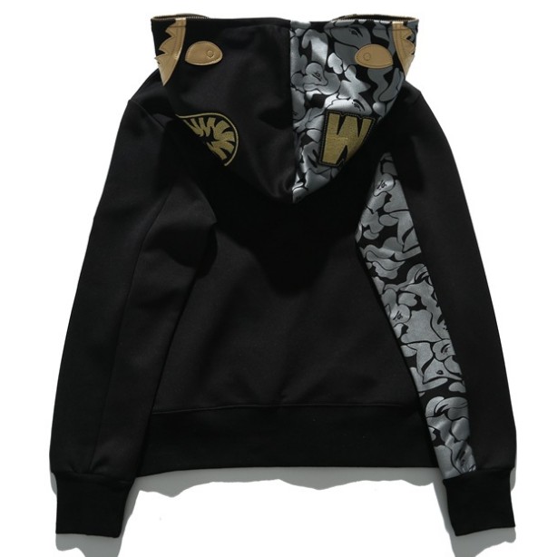 21SS New Bape Shark Bronzing Classic Embroidery Hoodie Sweater Zipper Coat