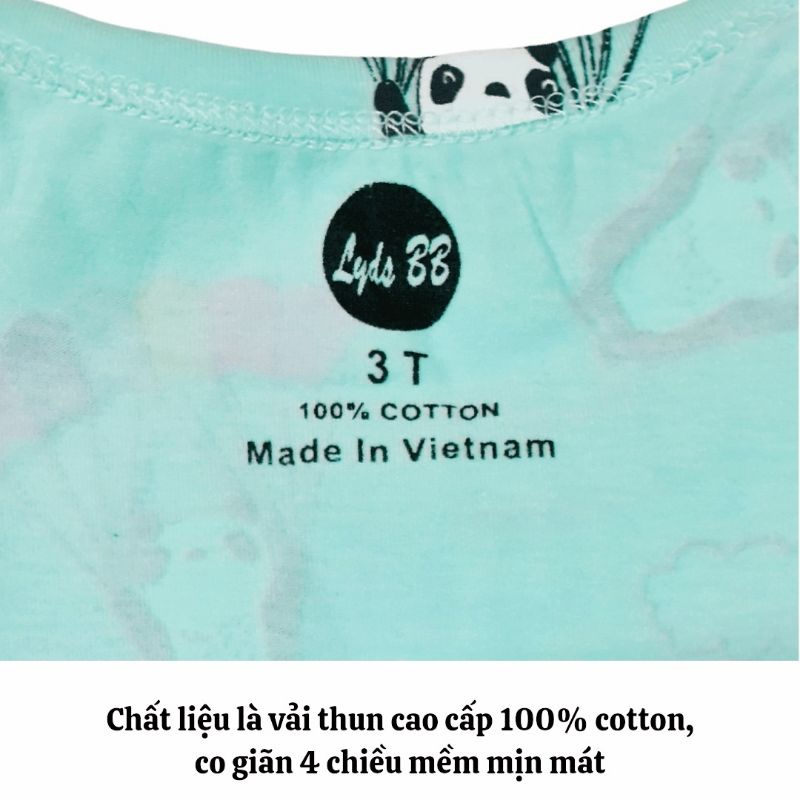 Đồ bộ bé gái Lydobaby cộc tay họa tiết gấu nhảy dù dễ thương chất đẹp 100% cotton 2 tuổi - 10 tuổi size đại