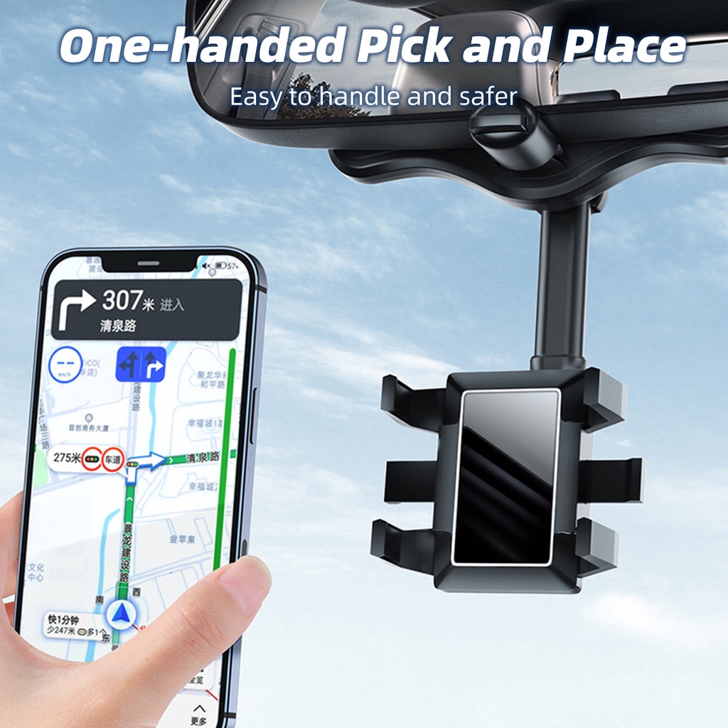 Giá Đỡ Điện Thoại Kẹp Kính Chiếu Hậu Xoay 360 Độ Tiện Dụng Cho Xe Hơi