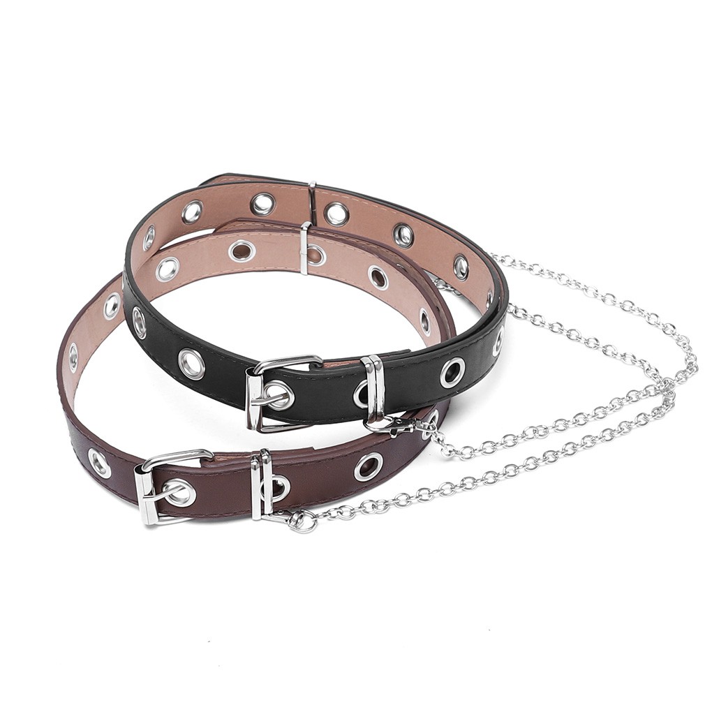 Thắt lưng bằng da PU đục lỗ phong cách Hip Hop cá tính sành điệu