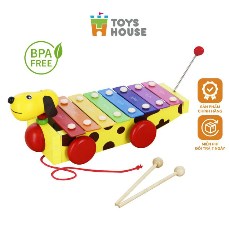Đàn gõ xylophone hình cún con cầu vồng Toyshouse 1152