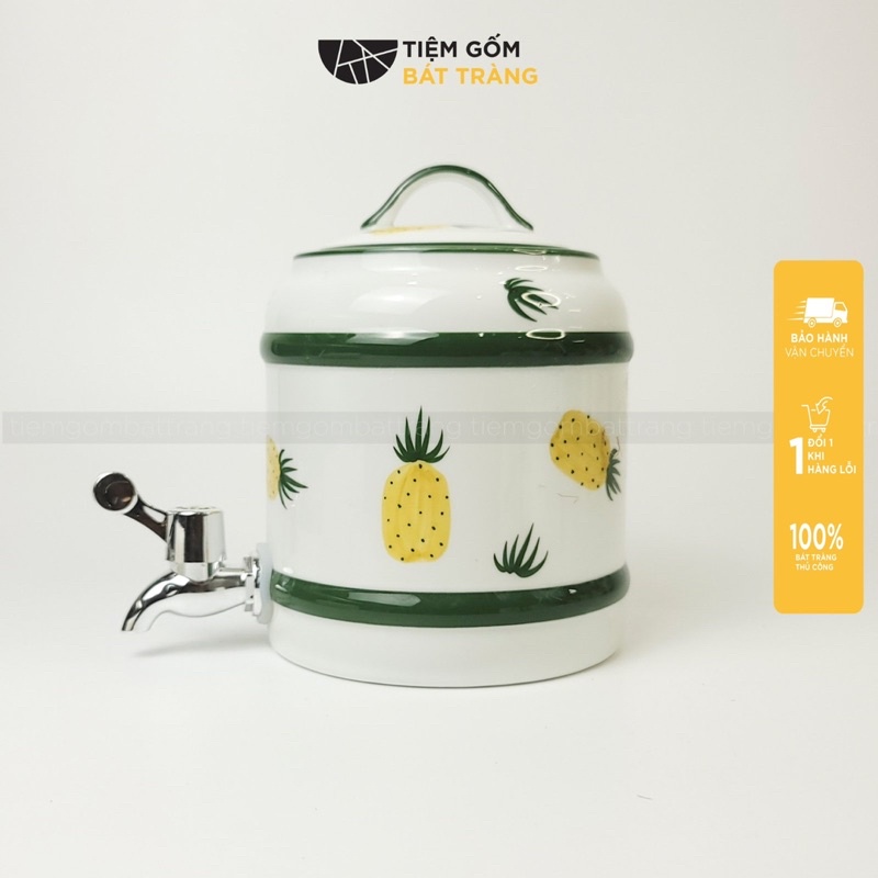 Bình Nước Dáng Trụ Bộ Bình Đựng Nước Hoạ Tiết Vẽ Tay Nhiều Mẫu Decor Dễ Thương Cốc Uống Nước Sứ Bát Tràng