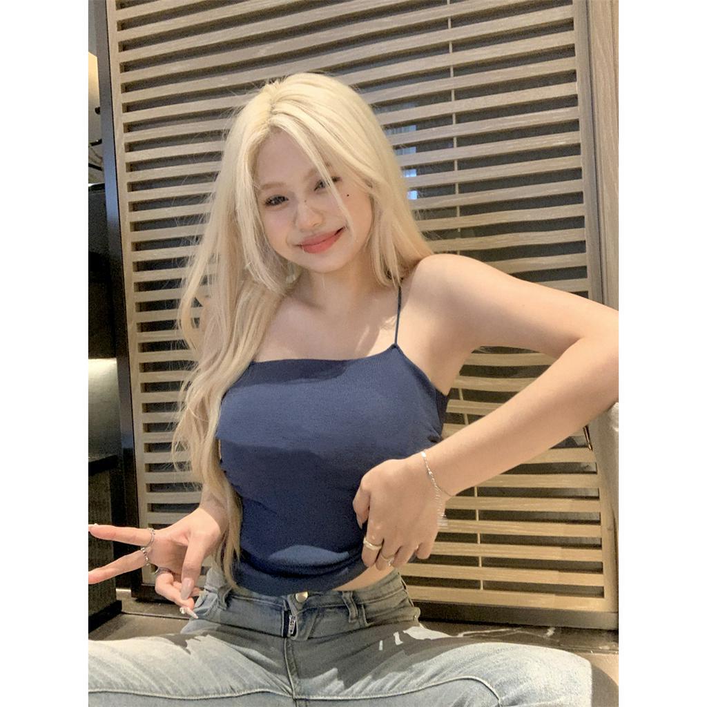 Áo Dệt Kim Ôm Ngực Màu Trơn Thời Trang Hong Kong Cho Nữ