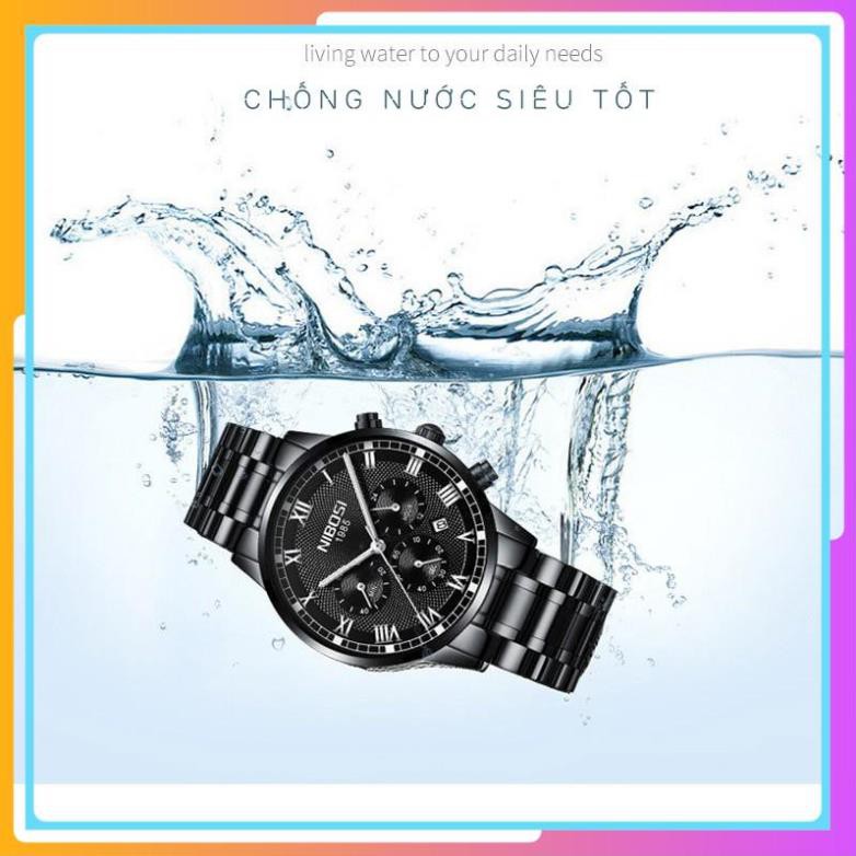 Đồng hồ Nam NIBOSI 2339 Vân sọc 3D hiện đại – Chạy Full Kim – Chống nước cực tốt. chính hãng