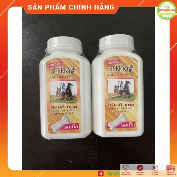 Hộp Canxi cho chó mèo Sleeky Calc Supplement 140g ⚜️ FREESHIP ⚜️ vị thịt bò hộp 100 viên sản xuất tại Thái Lan