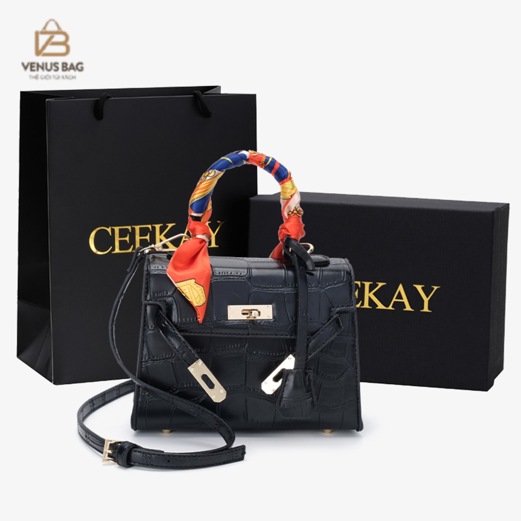 [Hàng sẵn +Tặng kèm ví mini]Túi  Ceekay da PU cao cấp kiểu dáng Âu Mỹ Size 20, dây da  Venus Bag - CK07