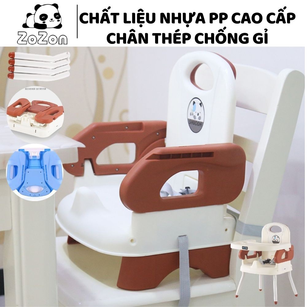 Ghế ăn dặm cho bé hình gấu trúc có mặt bàn điều chỉnh độ rộng 3 mức dành cho bé từ 6 tháng tuổi Zozon