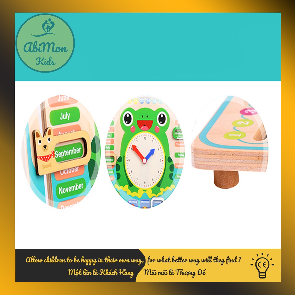 Đồng Hồ Ếch Đa Năng 7 in 1 Cho Bé ☘️ Montessori cao cấp ✨ (Đồ chơi Gỗ - Đồ chơi Giáo Dục - An toàn - Thông minh)